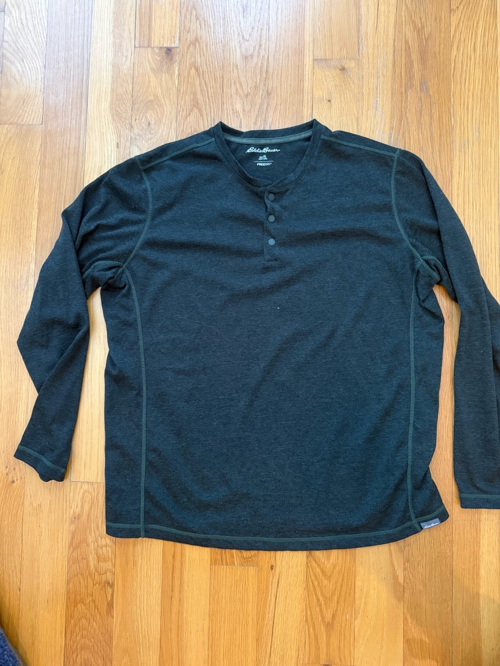 Eddie Bauer Men’s Dark Green Long-Sleeve Henley Shirt